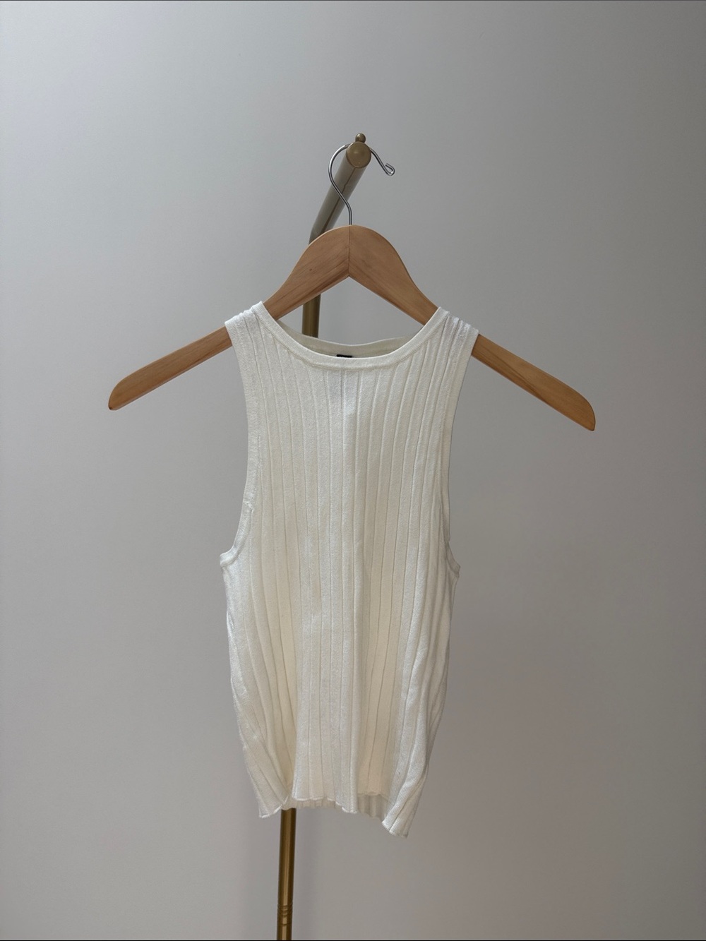 White Ivory Knit Soft Viscose Blend Tank Top XS
